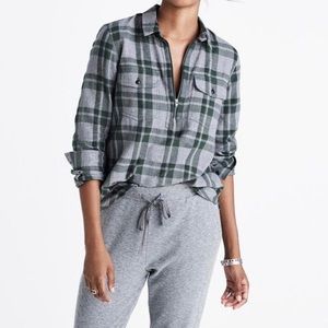 Madewell Flannel Zip-Up Popover
